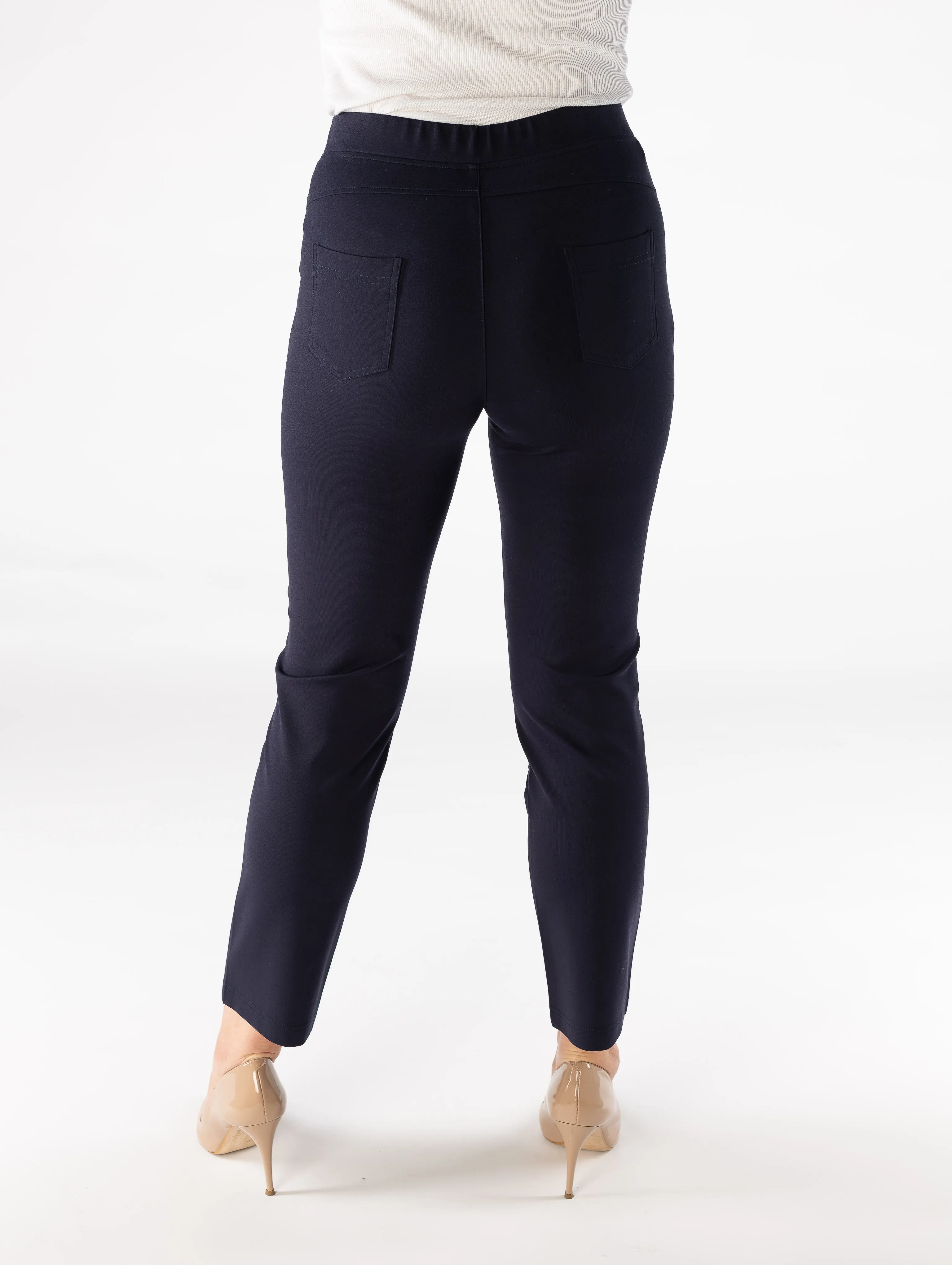 27" Trouser With Stud Detail- Navy