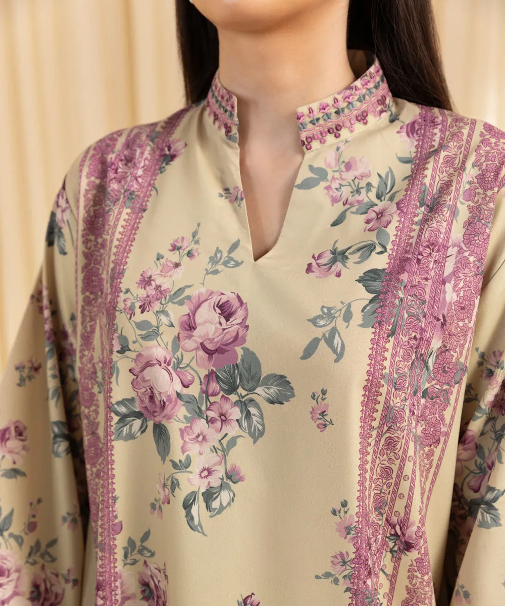 3 Piece -  Embroidered Silk Suit