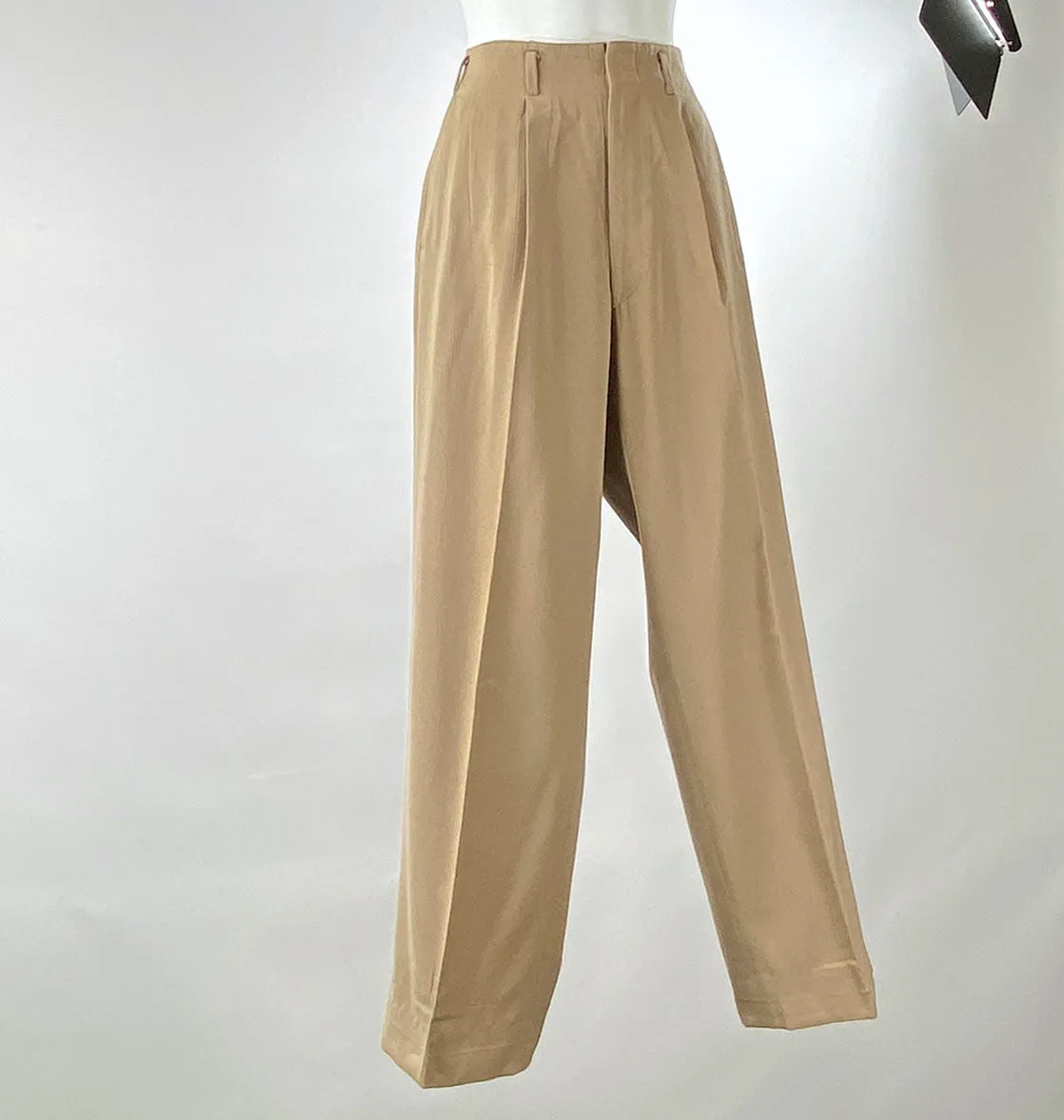 40s Gab Pants Pleated Front Vintage Baggy Trousers High Waisted Men's Unisex Gabardine VFG