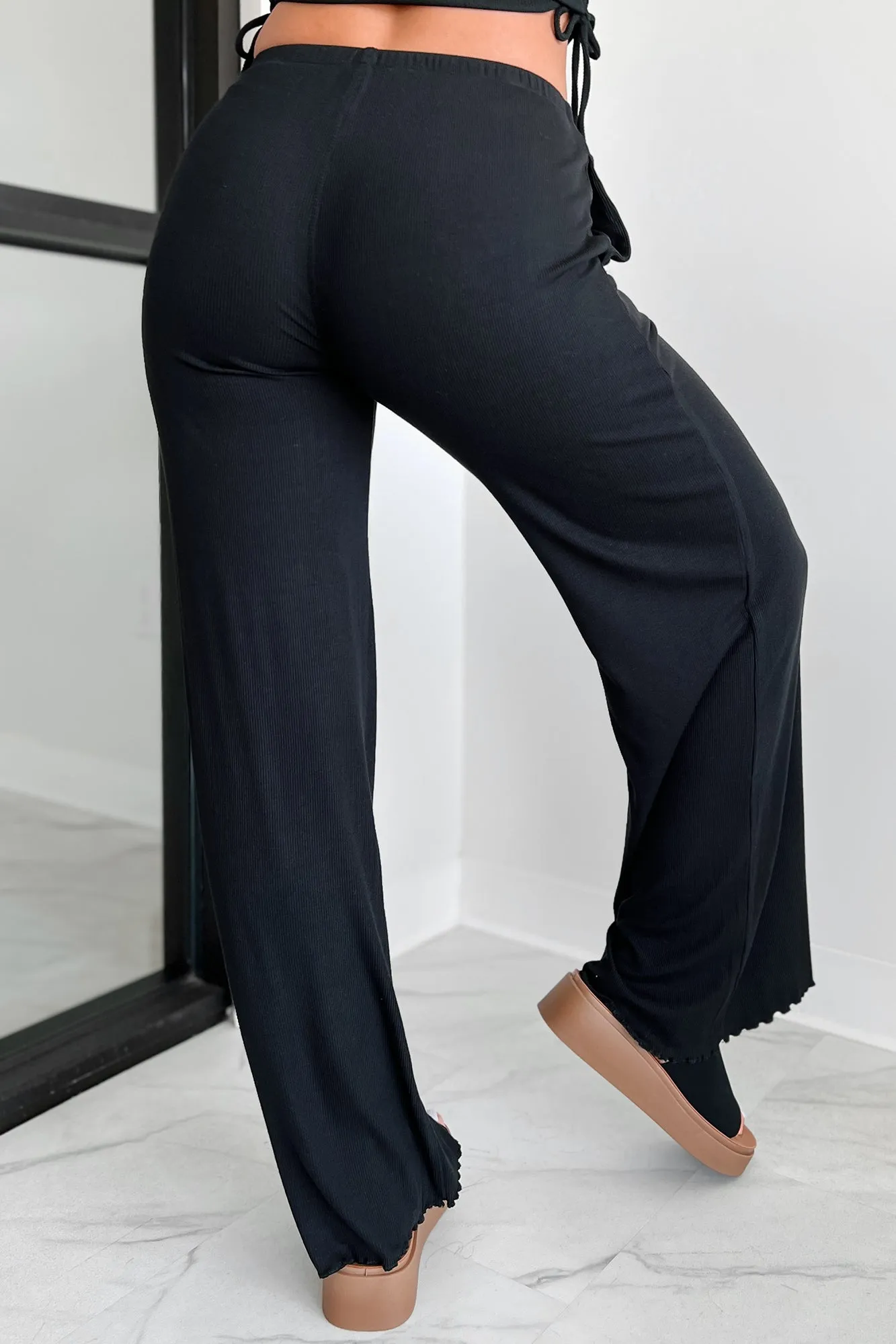 All Tuckered Out Ribbed Lounge Pants (Black)