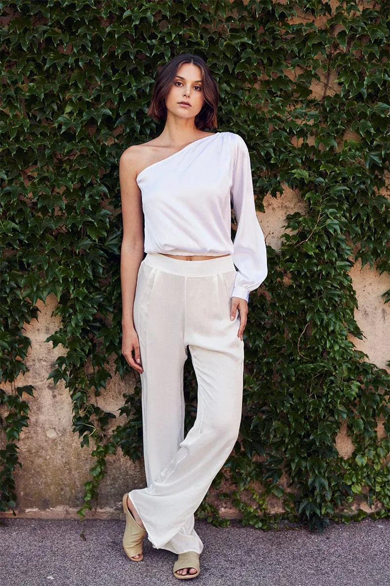 ANTIBES WHITE STRAIGHT-LEG PANTS