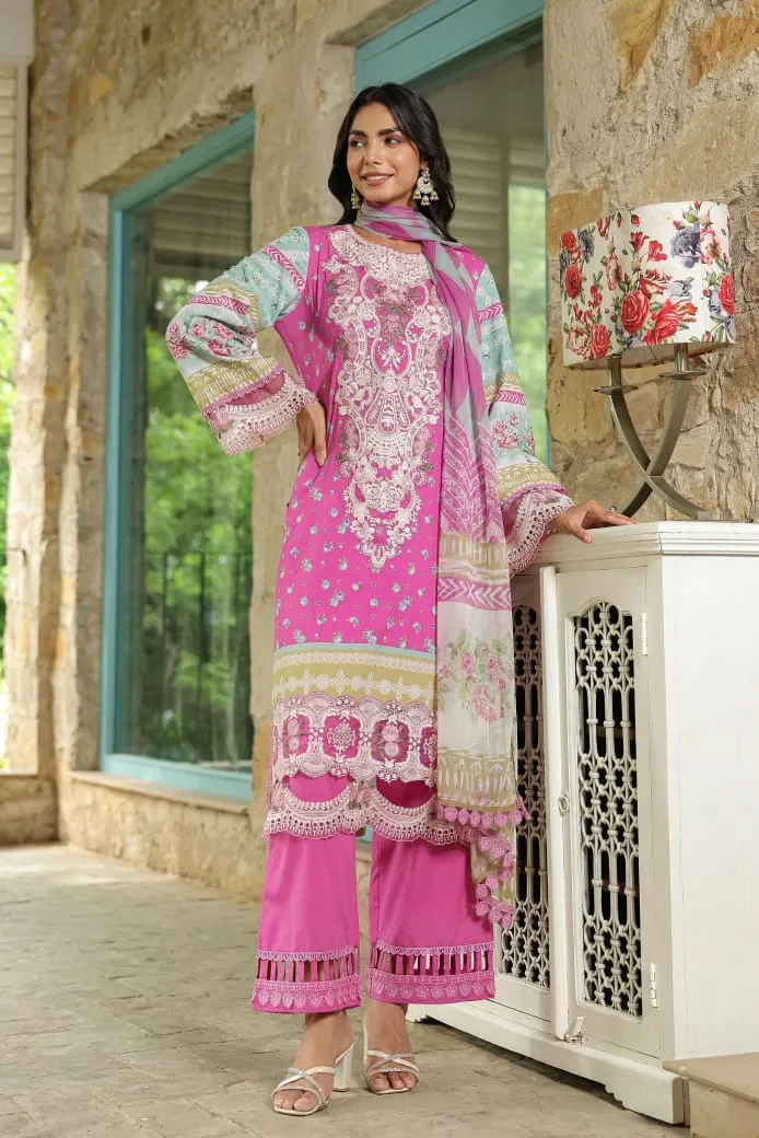 Arambh Rabiah Fuchsia Pink Cotton Kurta Set with Dupatta