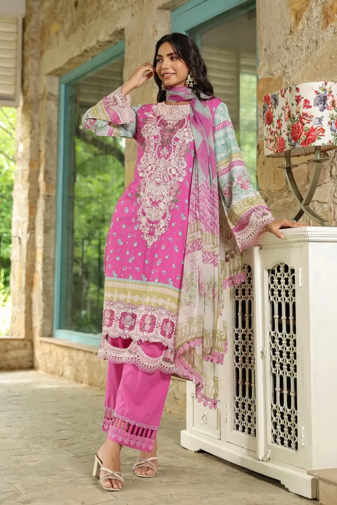 Arambh Rabiah Fuchsia Pink Cotton Kurta Set with Dupatta