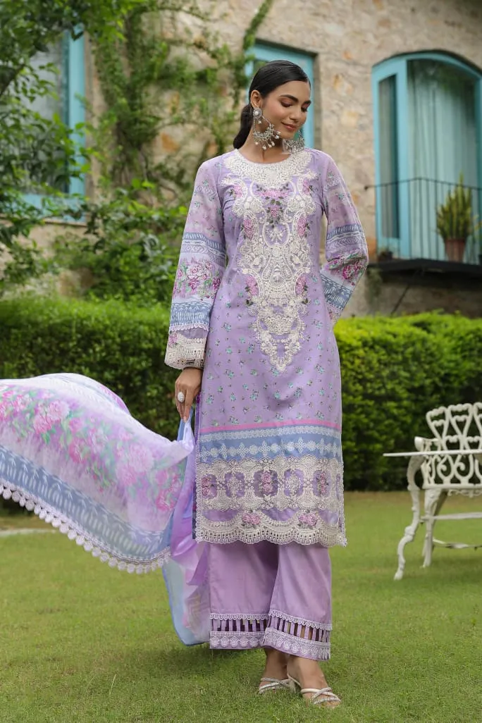 Arambh Rabiah Lilac Cotton Kurta Set with Dupatta