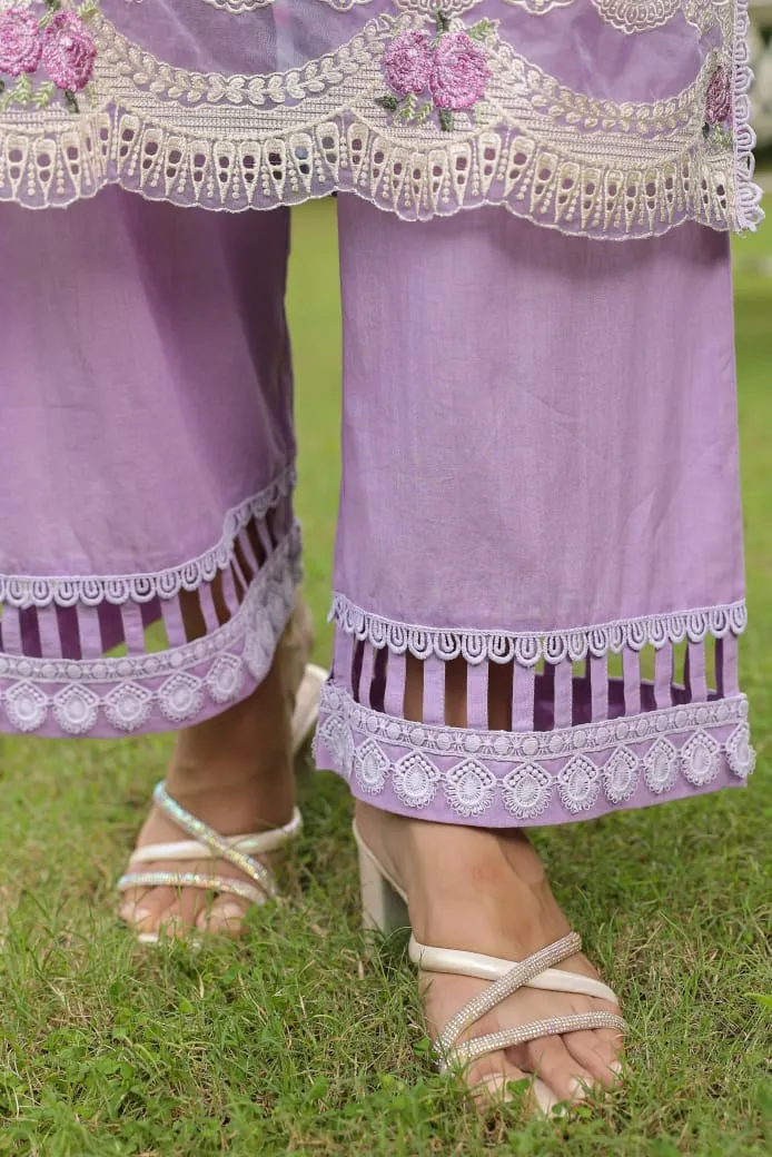 Arambh Rabiah Lilac Cotton Kurta Set with Dupatta