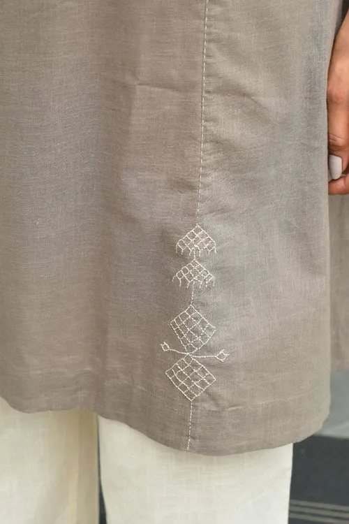 Bagh Cotton Sleeveless Grey Hand Embroidered Kurta