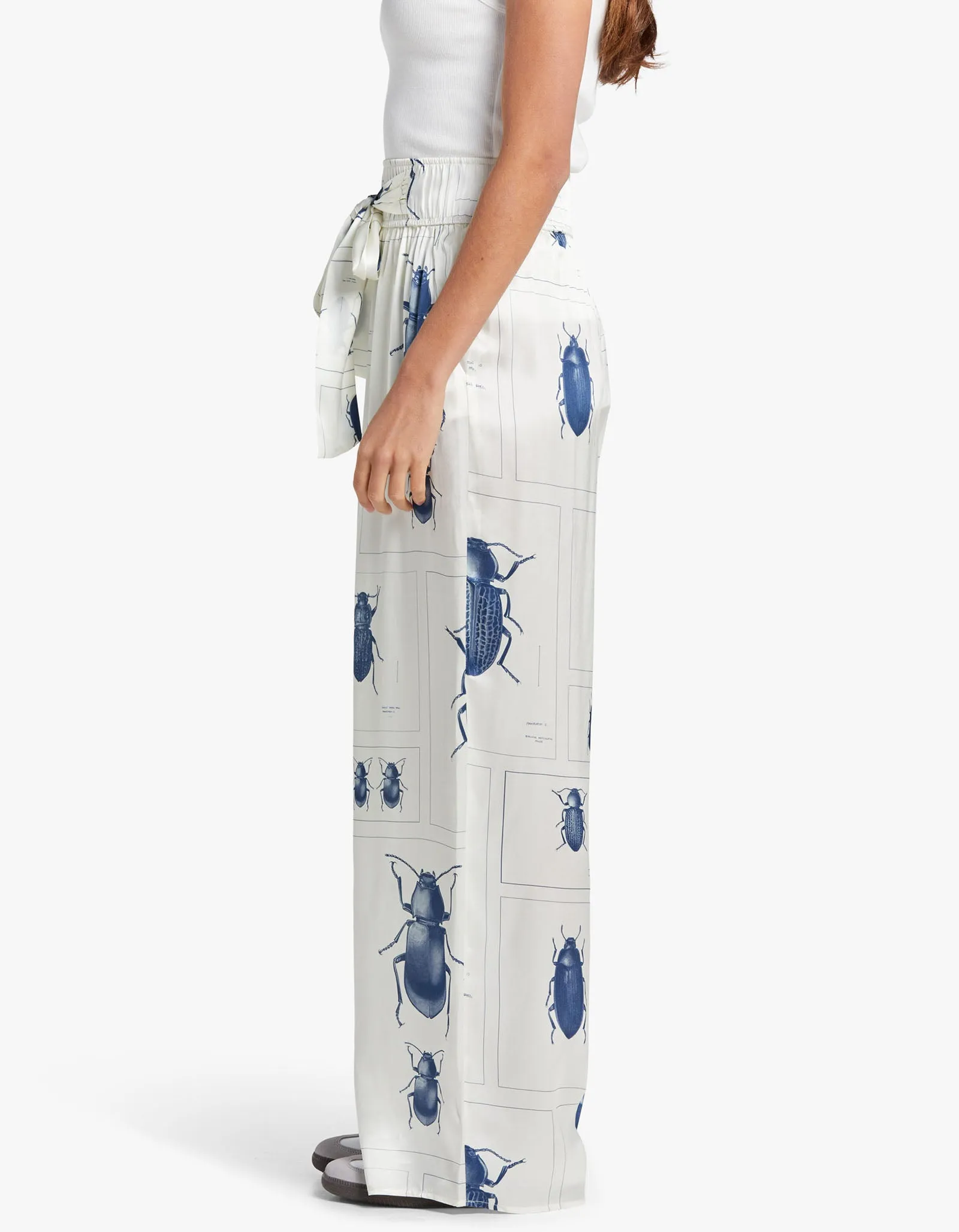 Beetle High Waist Silk Pant - Beetle Print