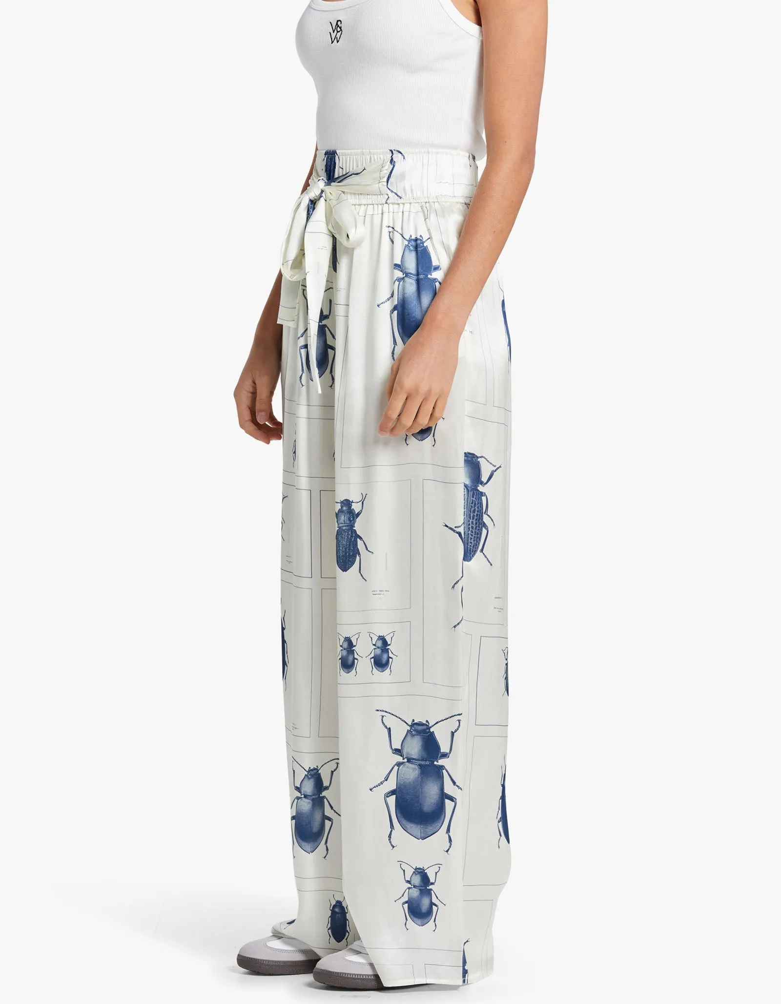 Beetle High Waist Silk Pant - Beetle Print