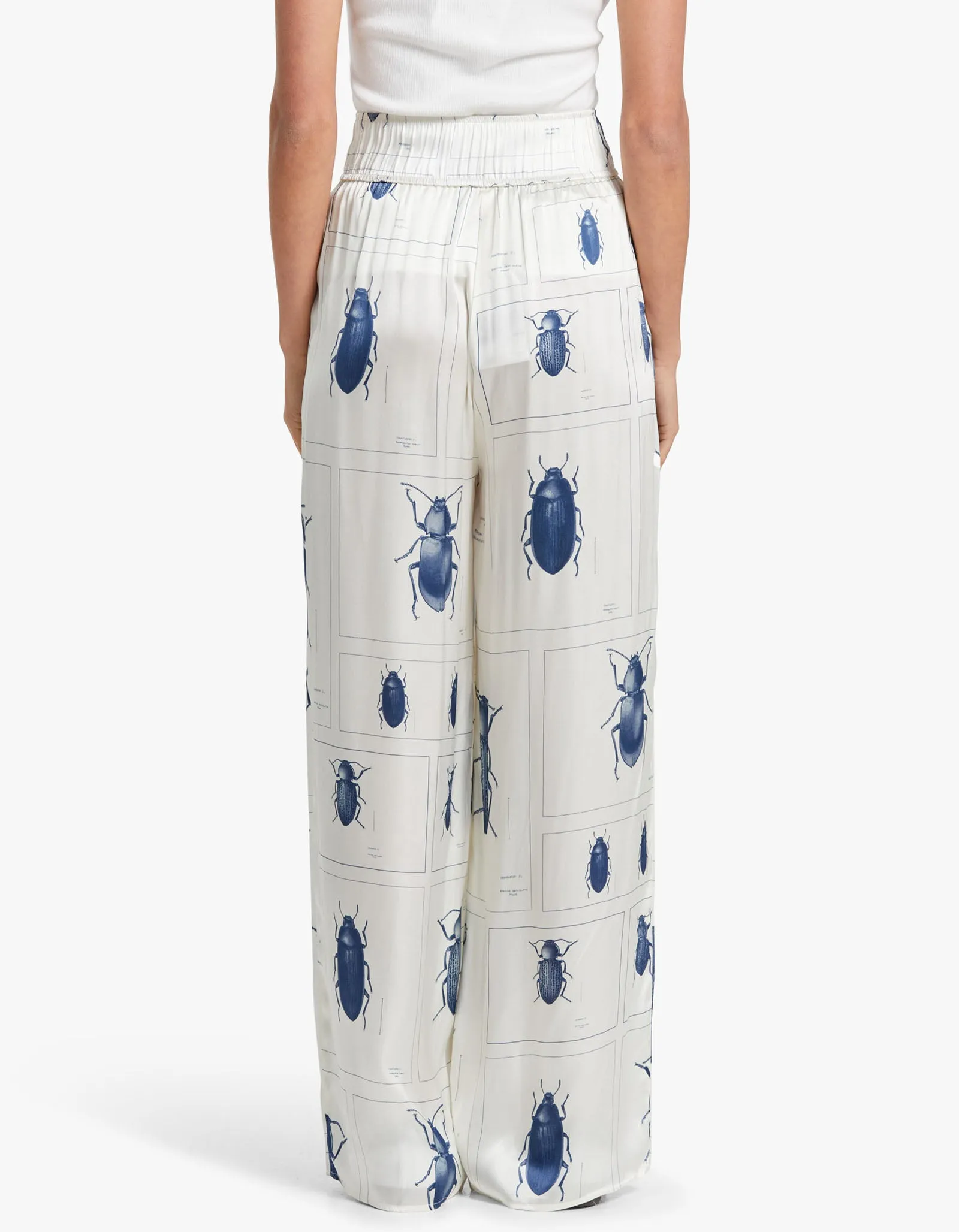 Beetle High Waist Silk Pant - Beetle Print