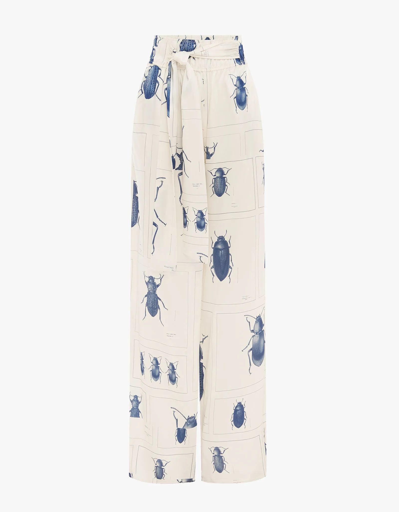 Beetle High Waist Silk Pant - Beetle Print