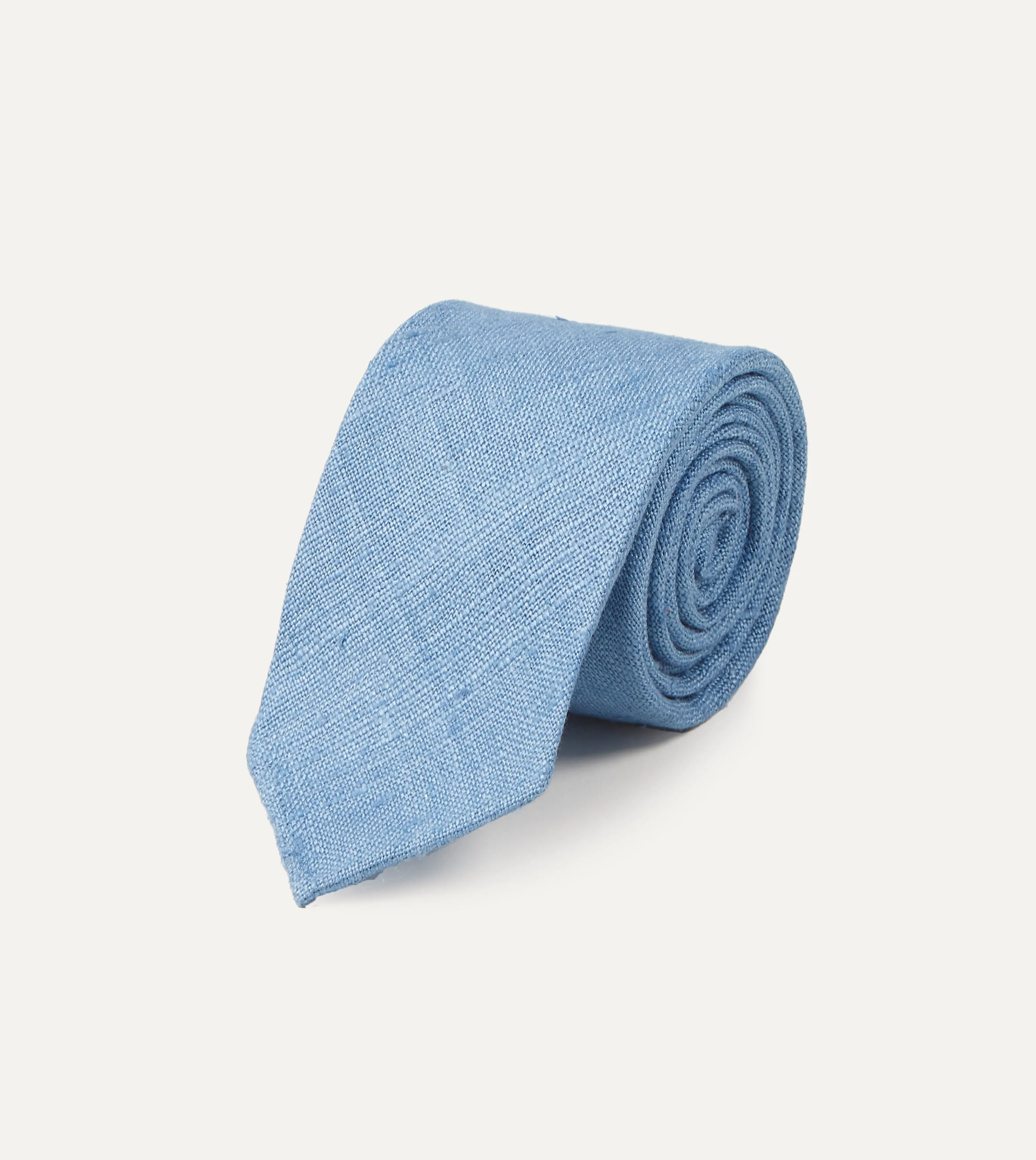 Blue Tussah Hand Rolled Silk Tie