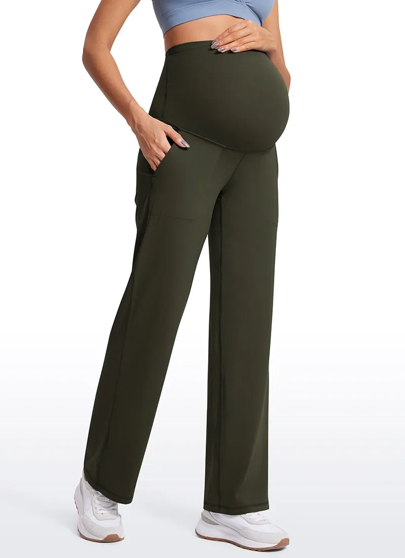 Butterluxe Maternity Wide Leg Pants Flare Leggings with Pockets 31.5"