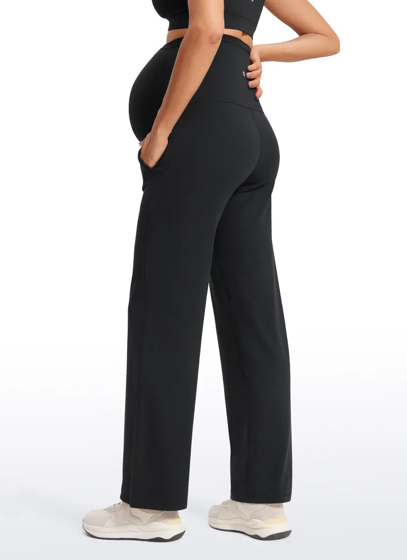 Butterluxe Maternity Wide Leg Pants Flare Leggings with Pockets 31.5"