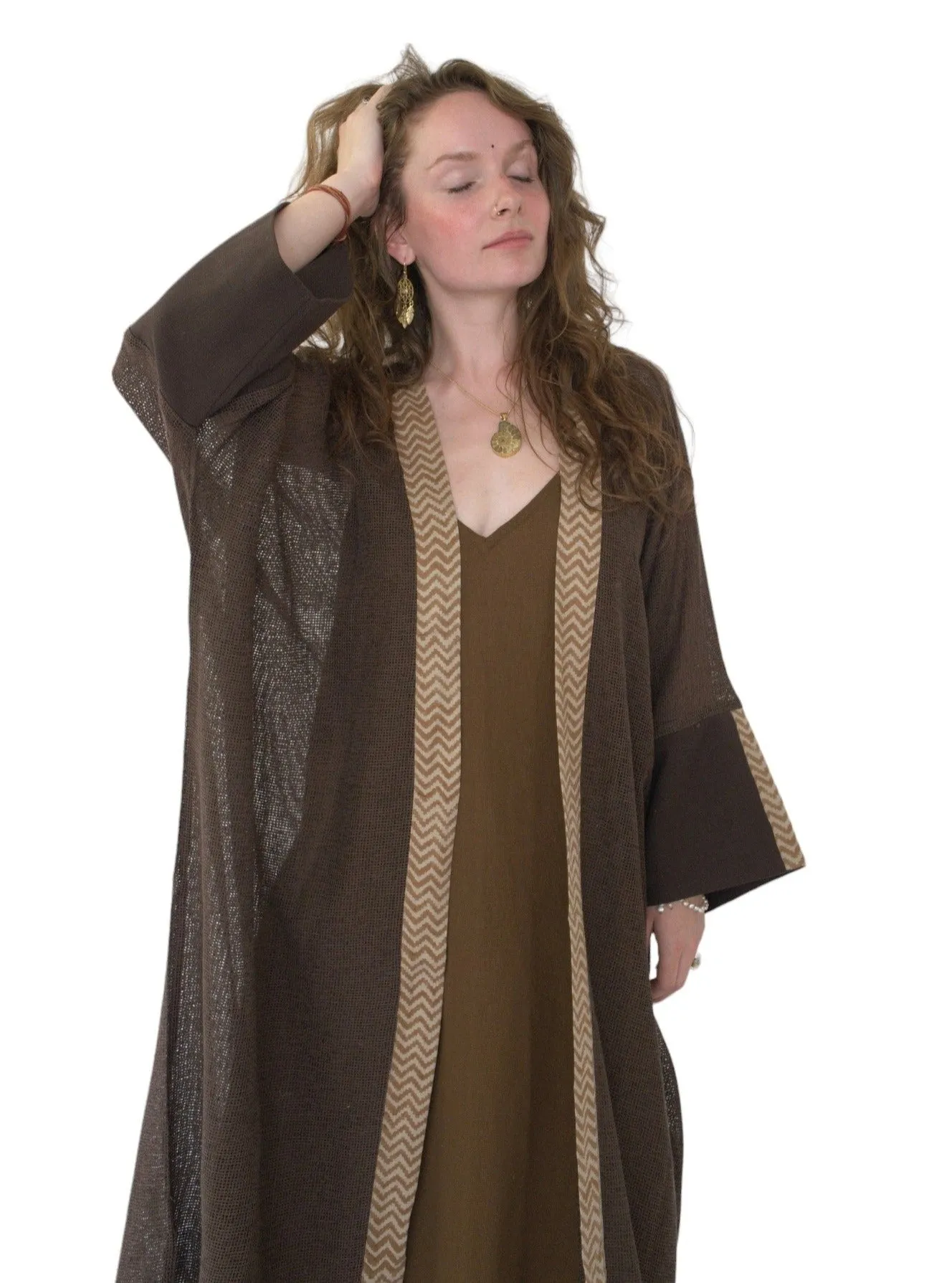 Cacao Organic Cotton Mesh Long Kimono