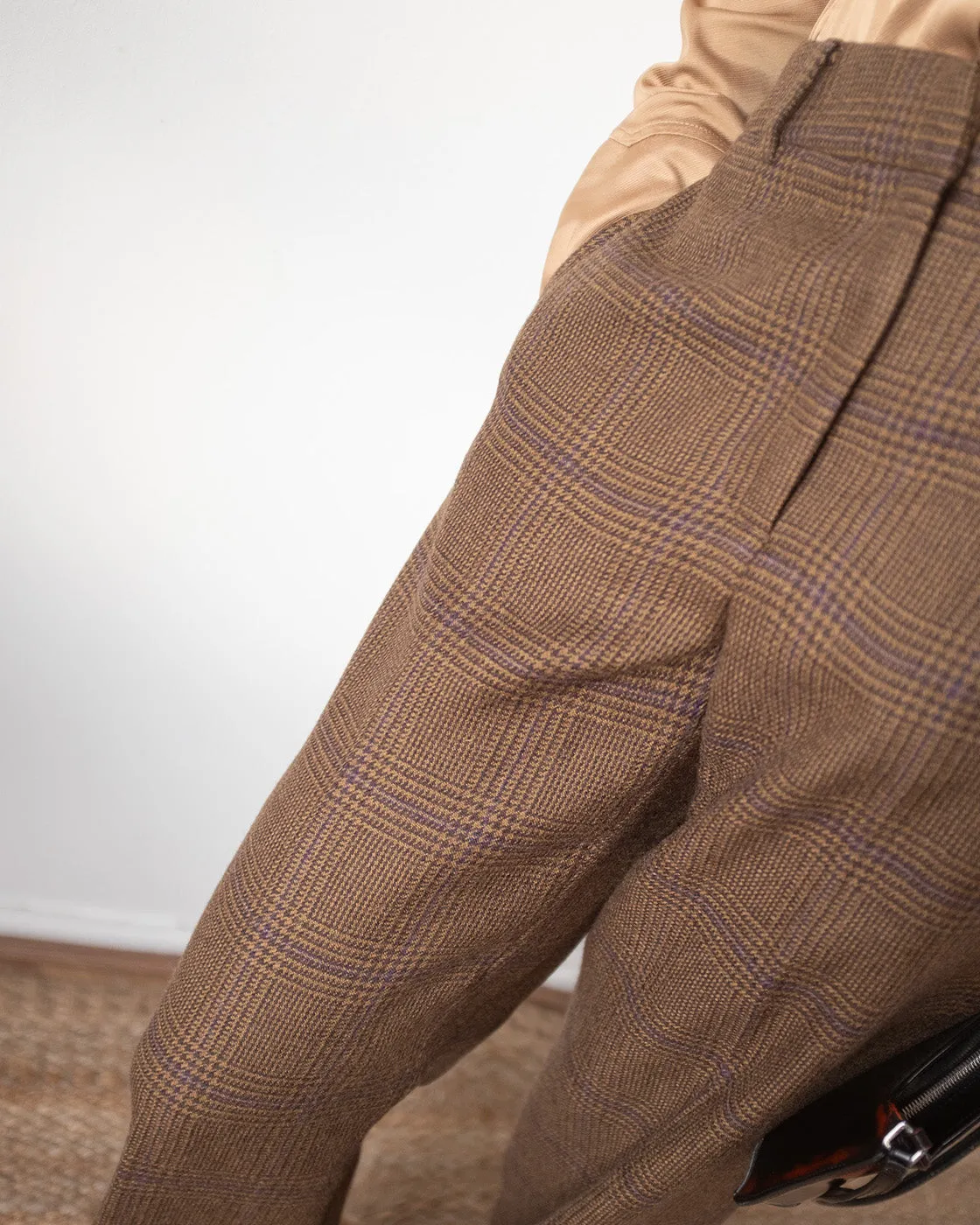 Cathy Trousers Wool Check Brown