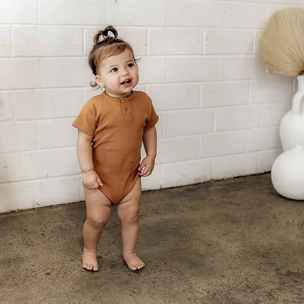 Chestnut Short Sleeve Organic Bodysuit