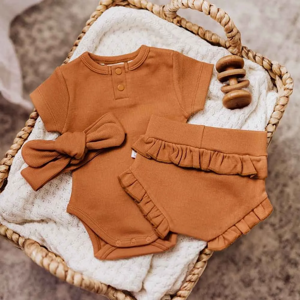 Chestnut Short Sleeve Organic Bodysuit