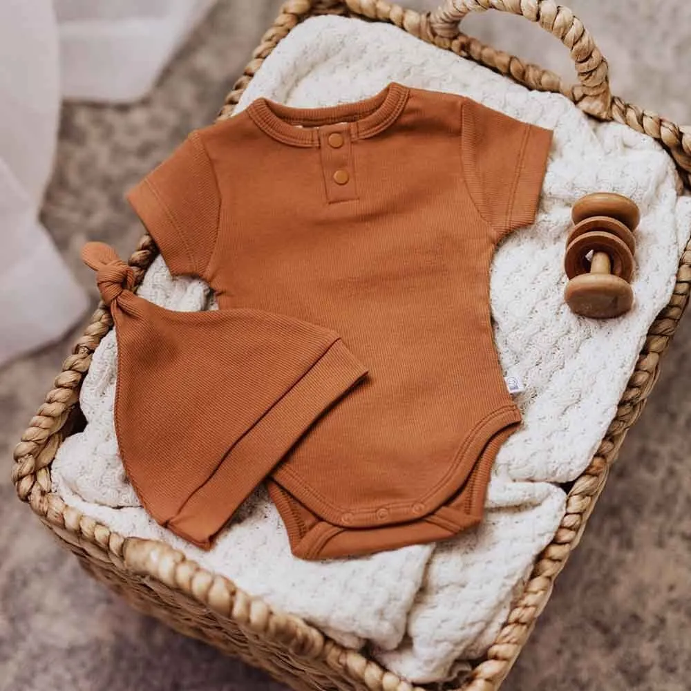 Chestnut Short Sleeve Organic Bodysuit