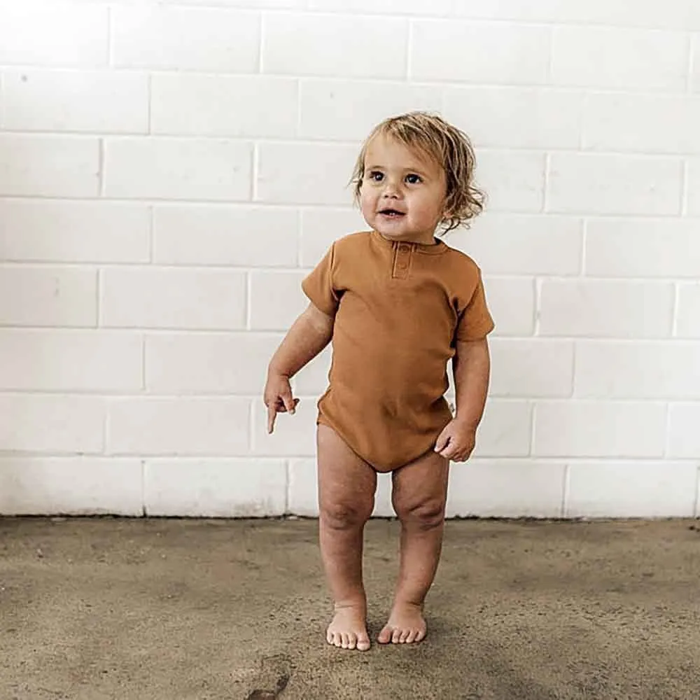 Chestnut Short Sleeve Organic Bodysuit