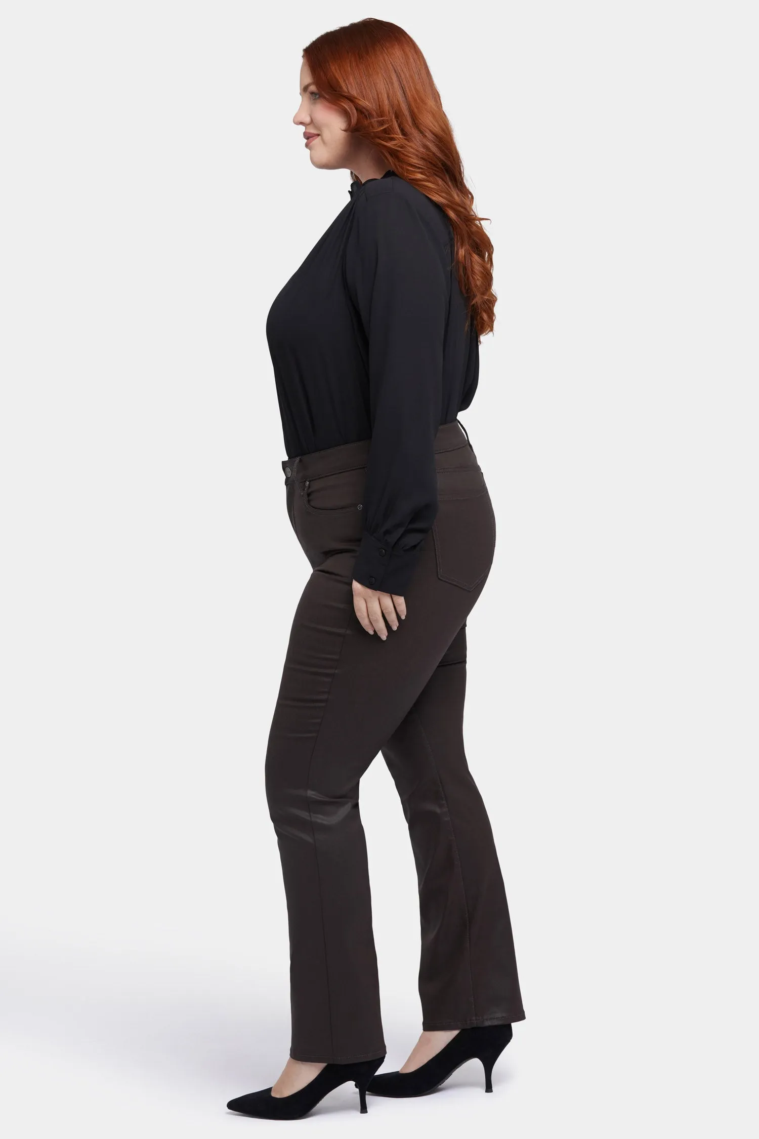 Coated Marilyn Straight Jeans In Plus Size - Coffee Bean Coated