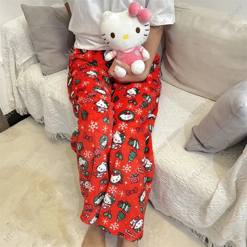 Cozy Holiday Kawaii Kitty Pajama Pants