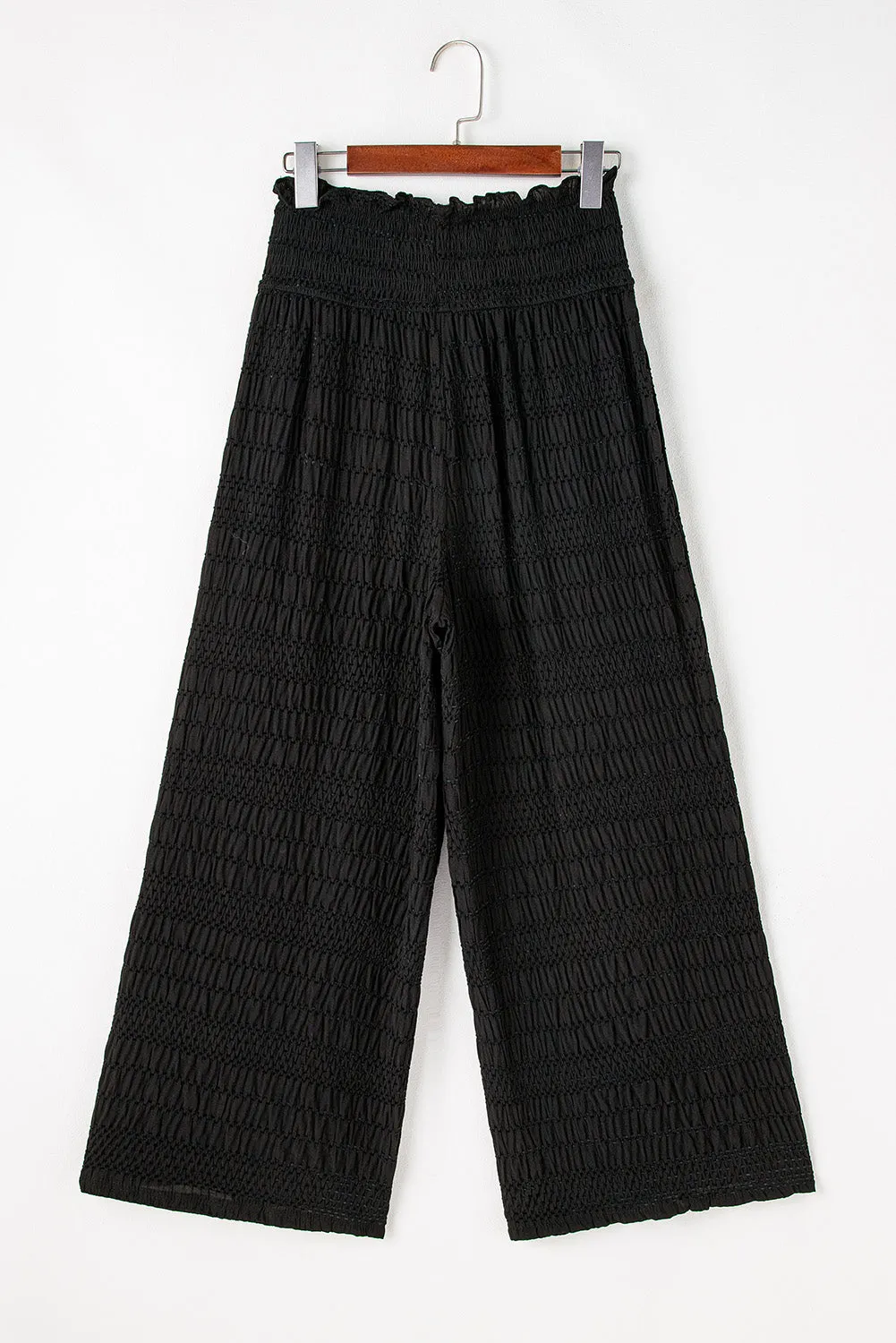 Crinkle Textured Smocked Waist Pants