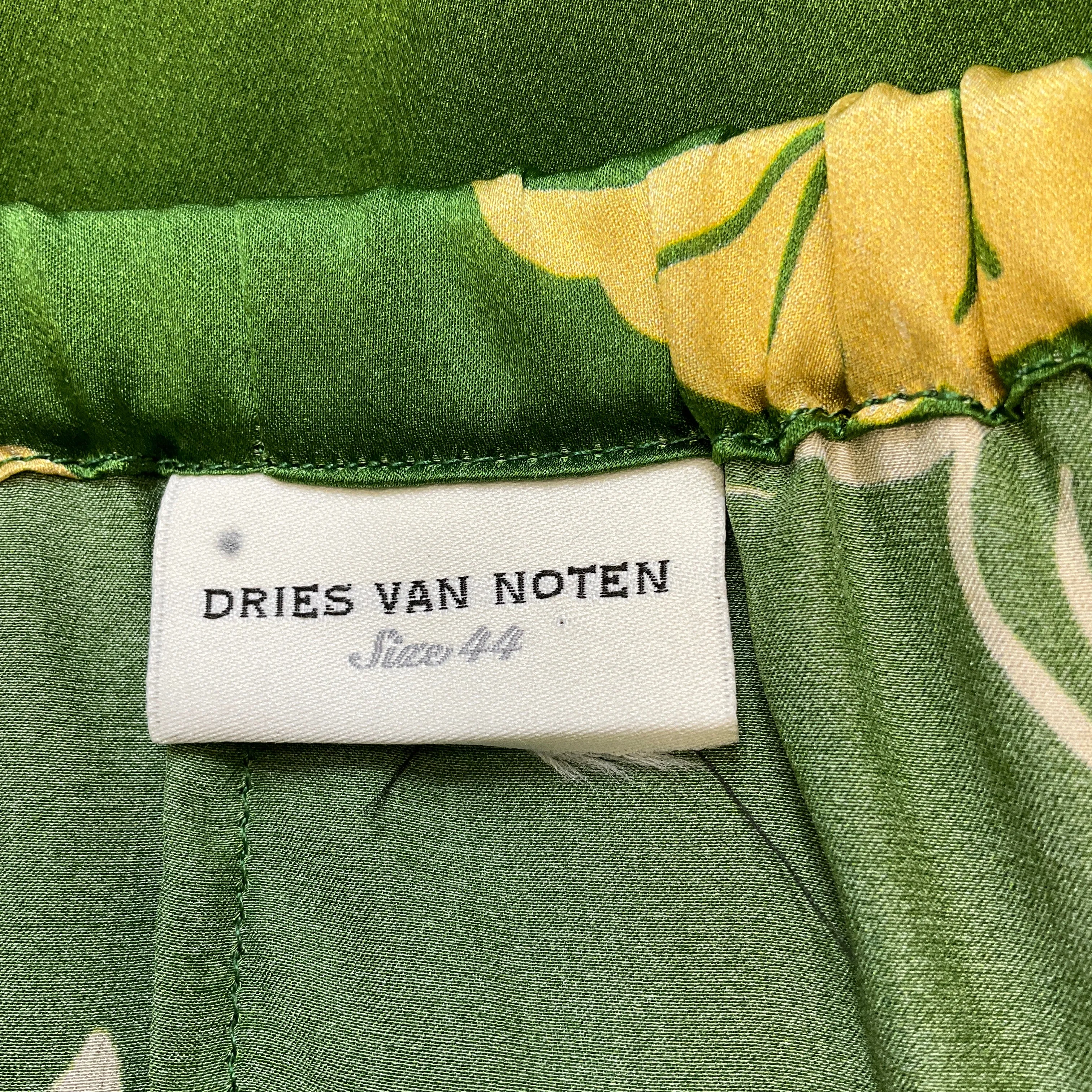 Dries Van Noten Green / Yellow Printed Silk Two-Piece Set