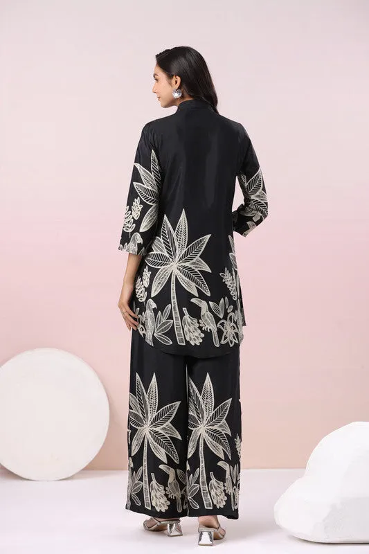 Ebony Botanical Elegance Russian Silk Co-ord Set