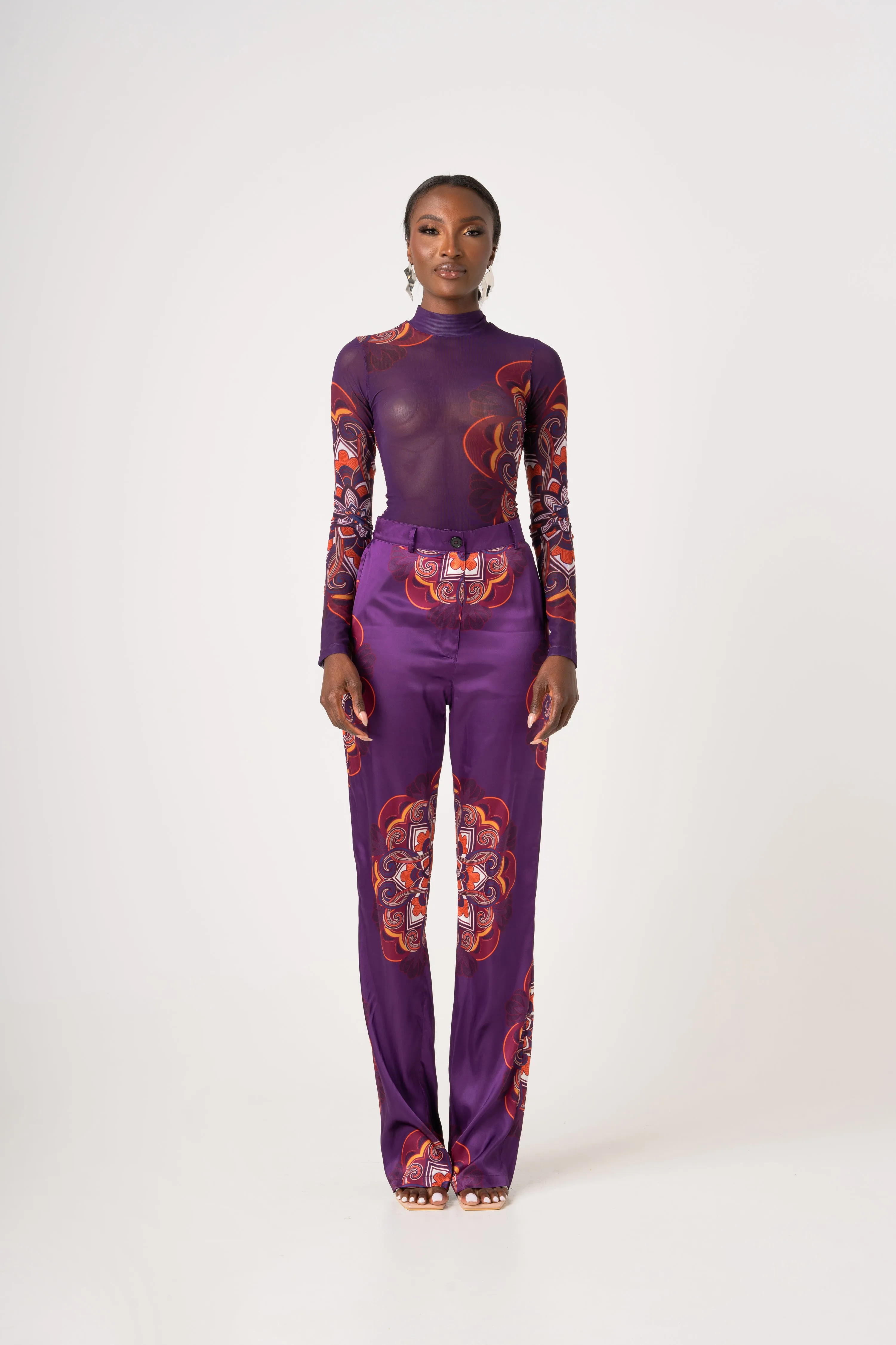 ENANG PURPLE HIGH WAIST PANTS (STRAIGHT LEG)