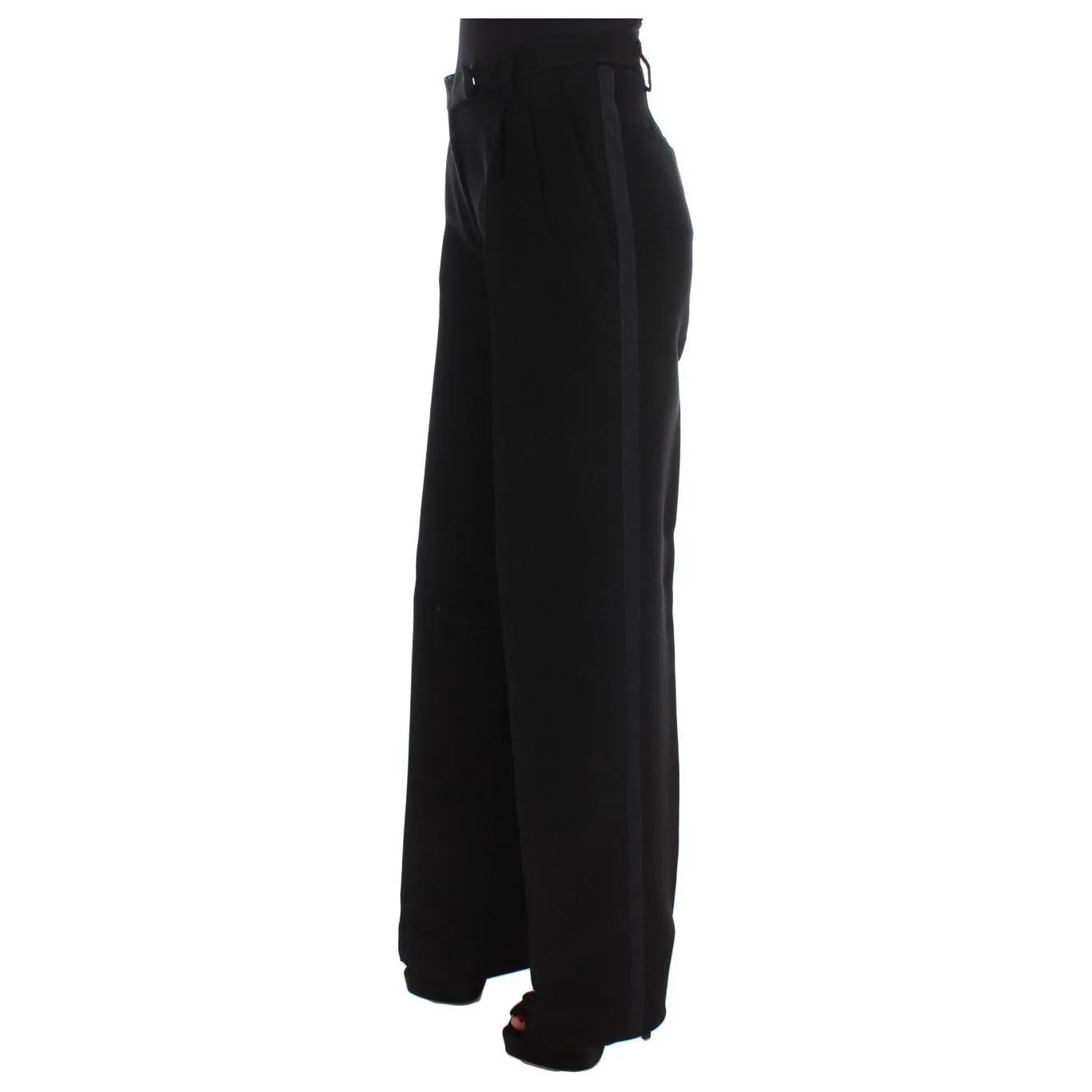 Ermanno Scervino Chic Black Wide Leg Silk Blend Jeans