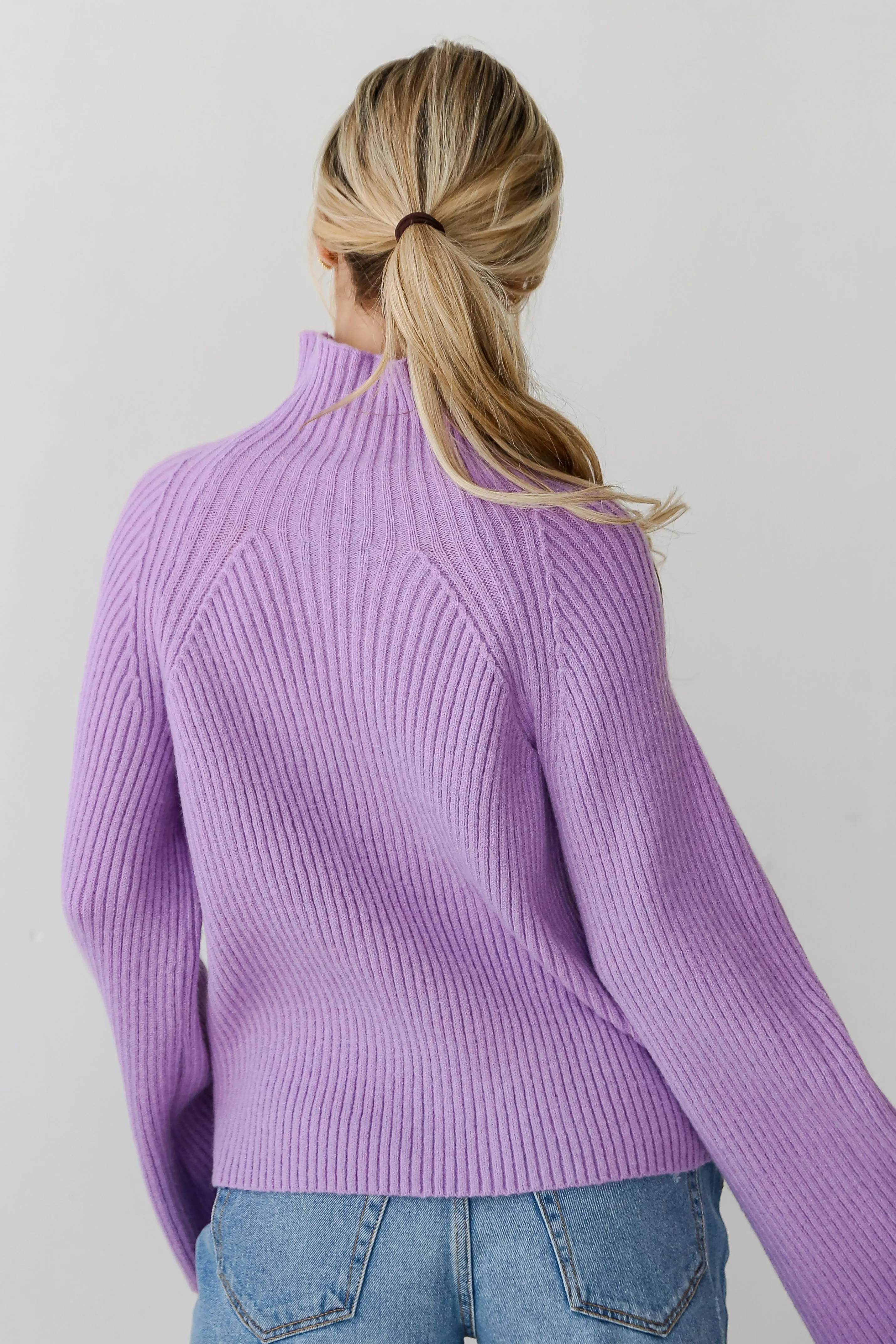 FINAL SALE - Eyes On You Lavender Mock Neck Sweater - DU DEAL