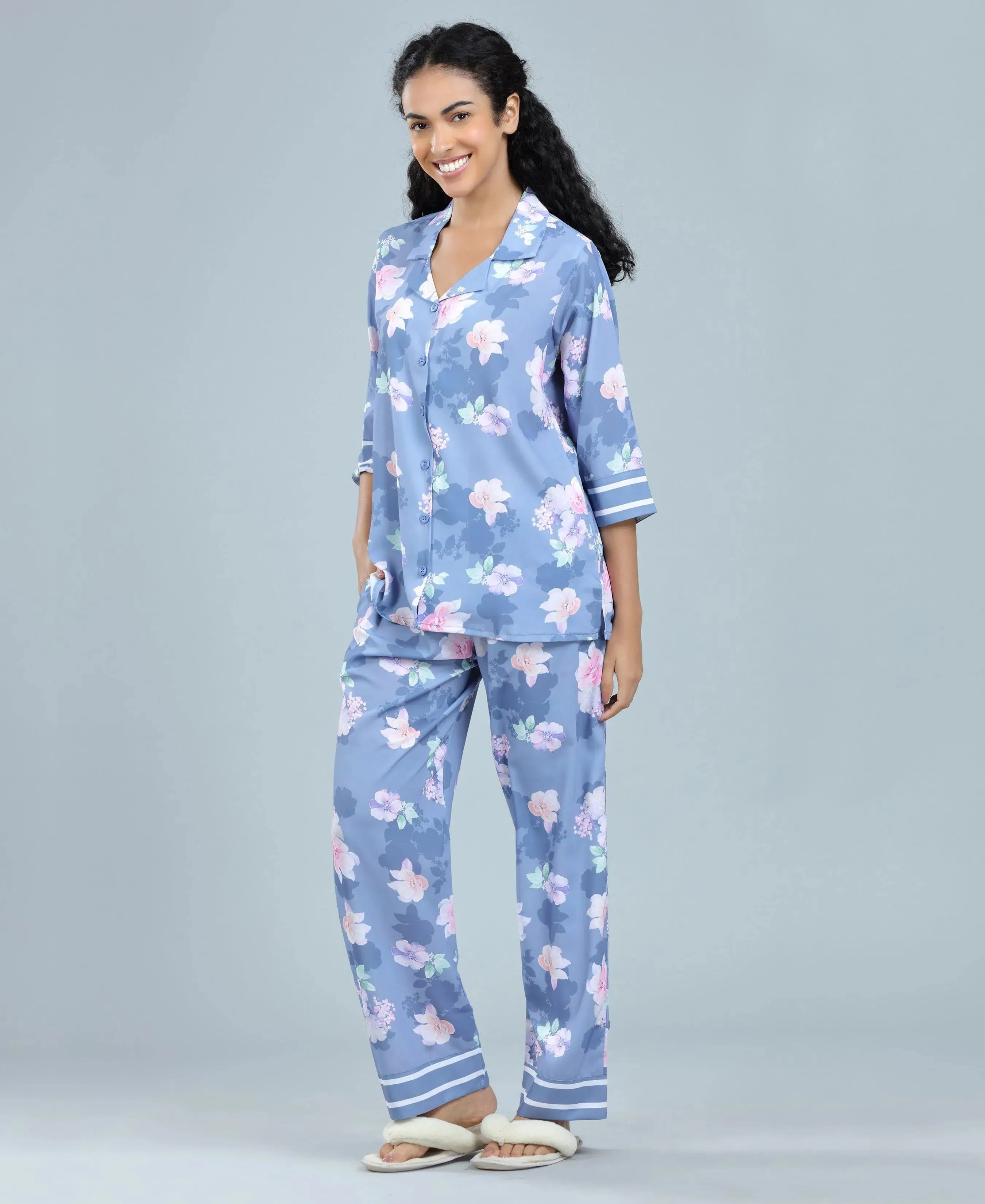 Flower Power Satin Night Suit