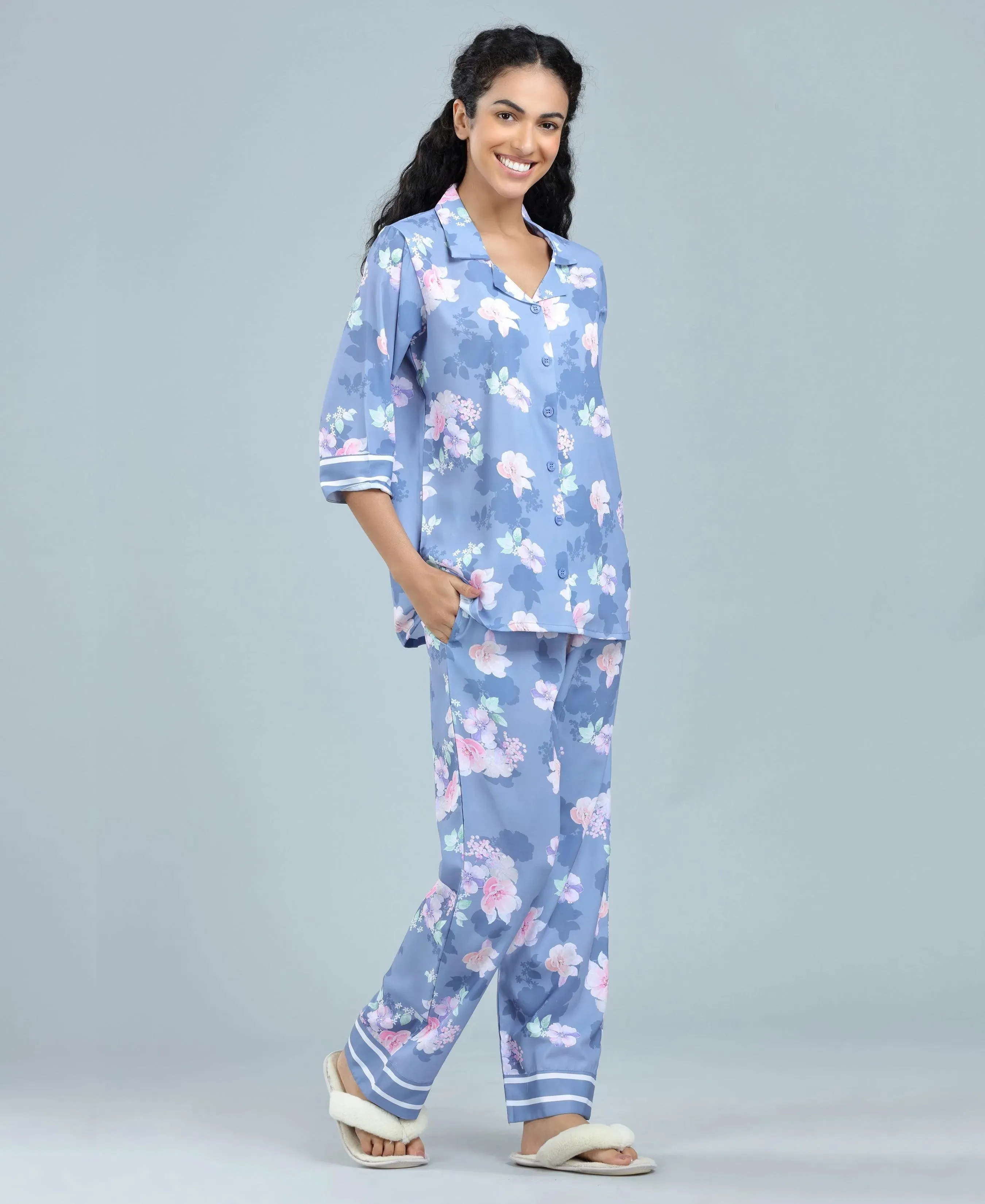 Flower Power Satin Night Suit