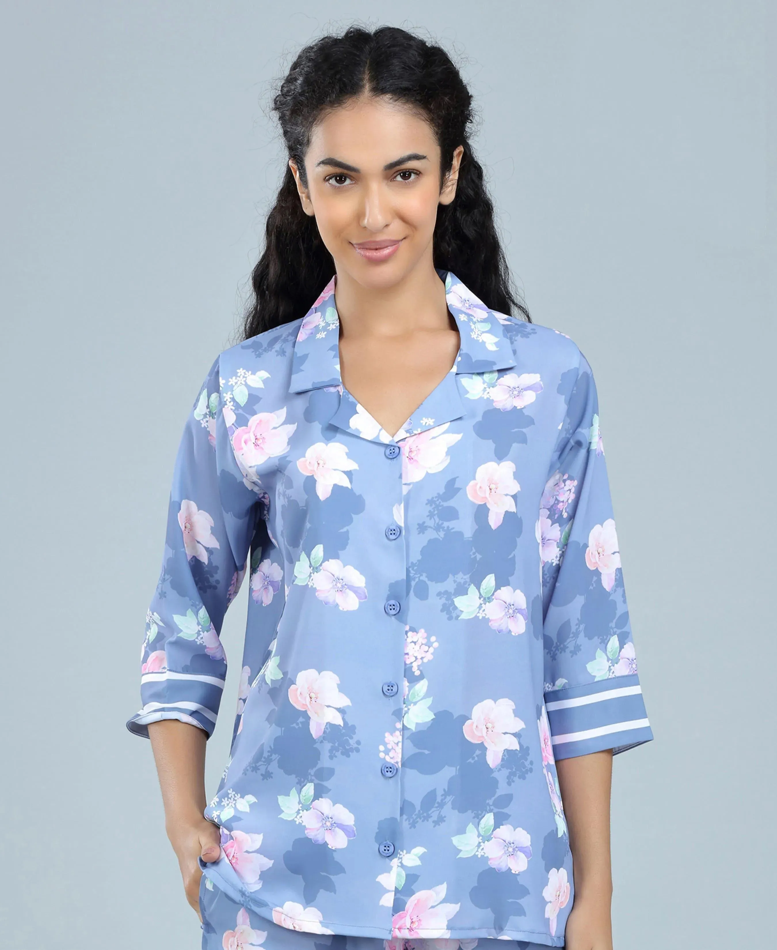 Flower Power Satin Night Suit