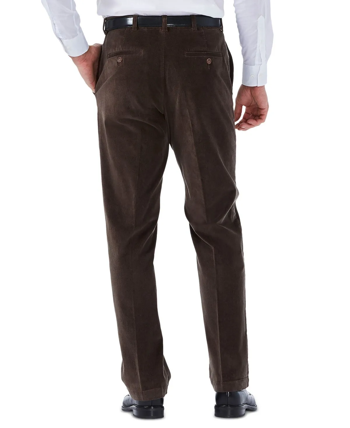 Haggar men's regular fit stretch corduroy trousers, brown