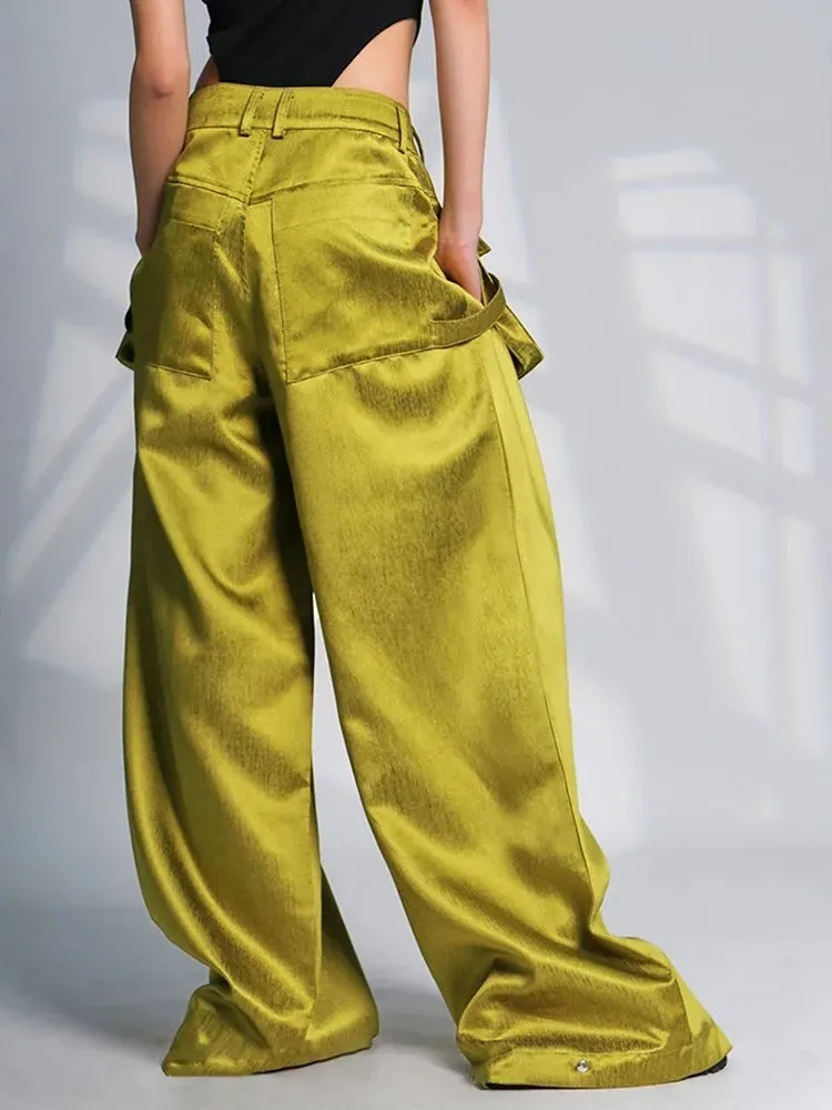 HEYFANCYSTYLE Elegant Wide Leg Pants with Oversized Pockets