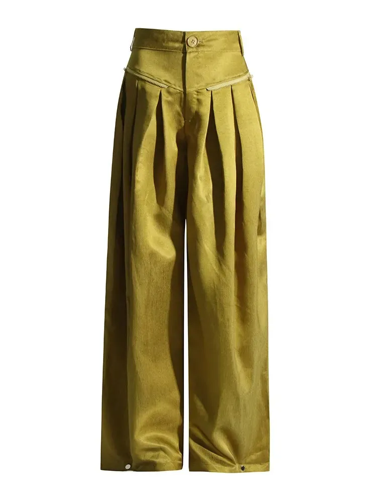 HEYFANCYSTYLE Elegant Wide Leg Pants with Oversized Pockets