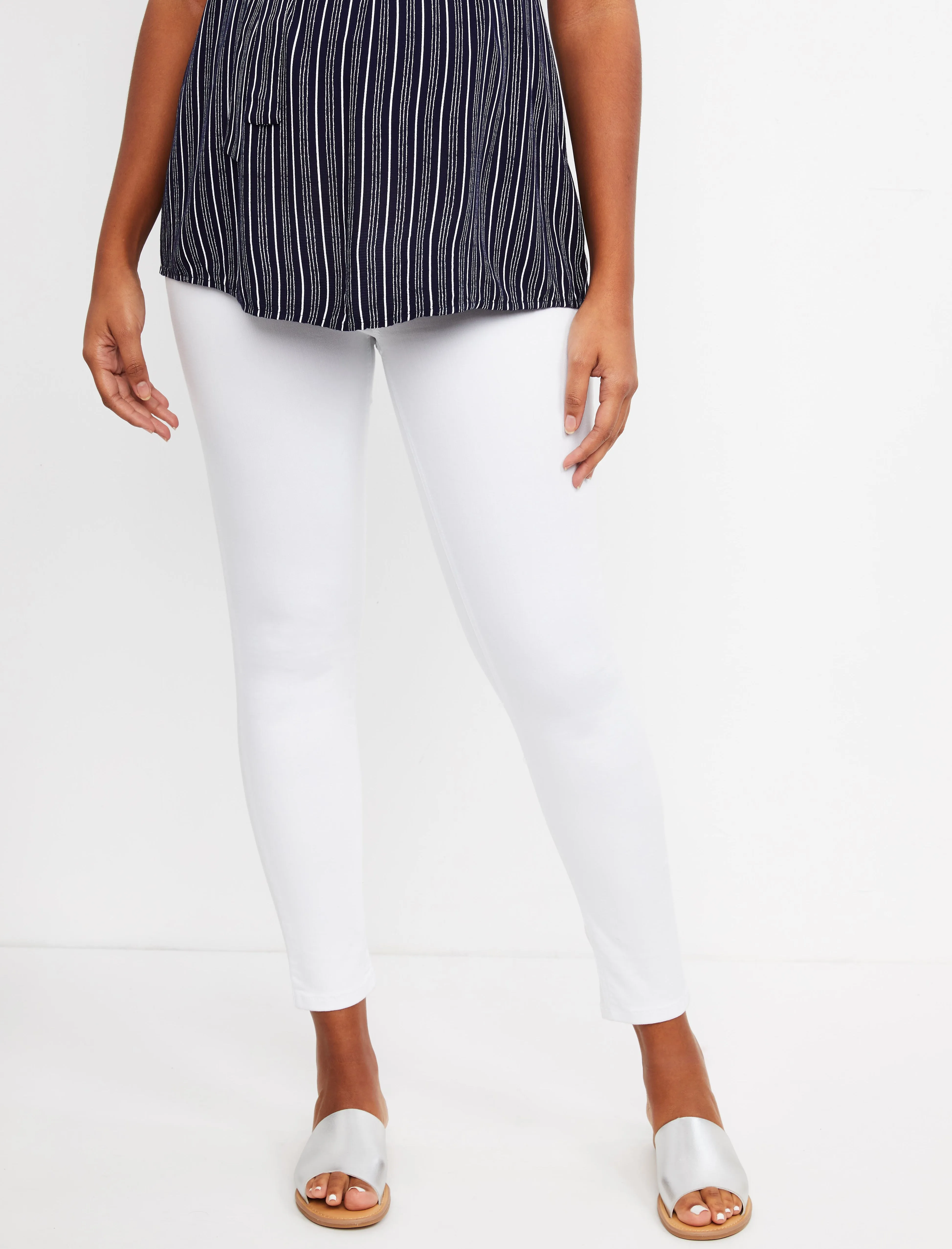 Indigo Blue Secret Fit Belly Skinny Leg Maternity Ankle Jeans in White