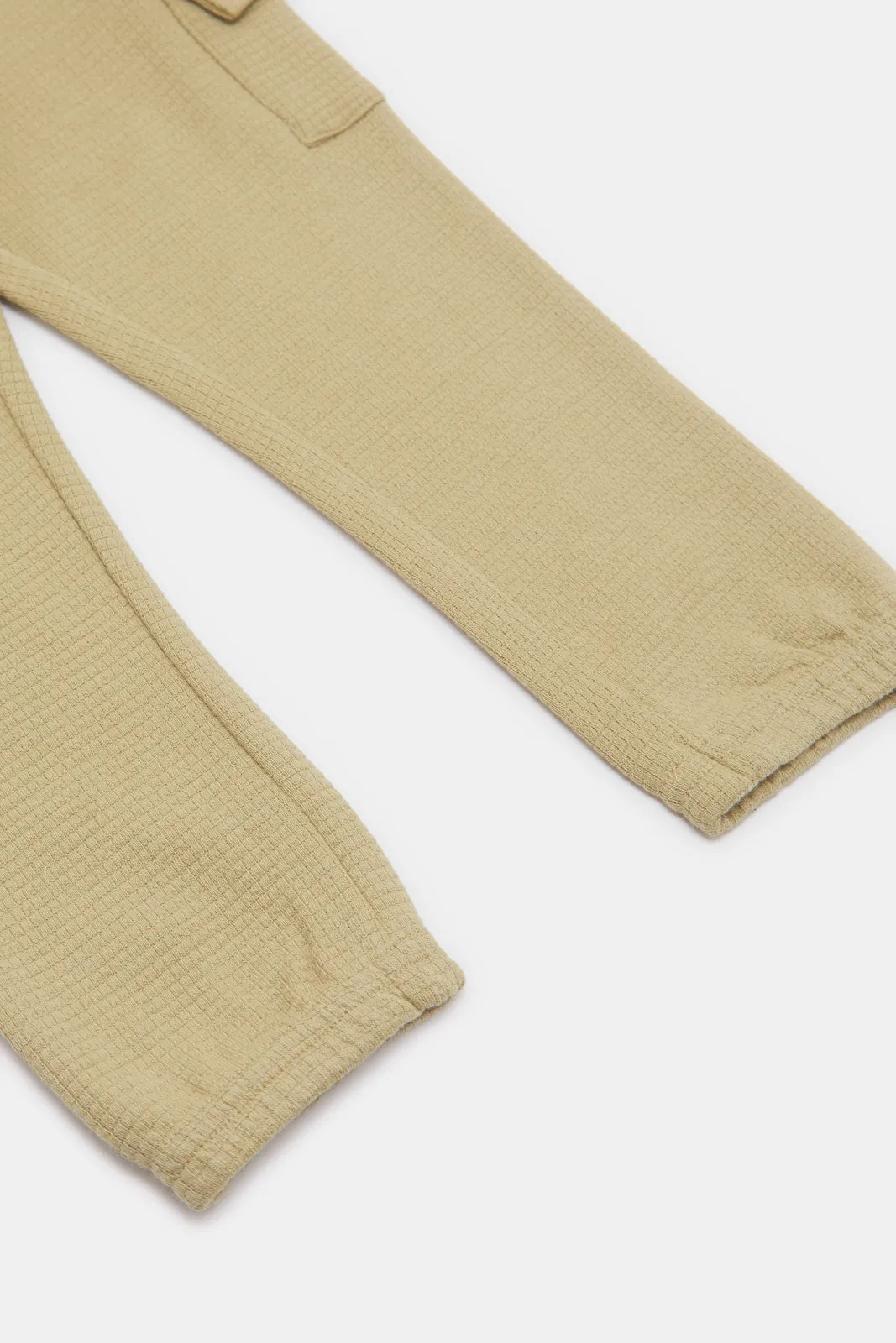 Infant Boys Beige Jacquard Active Pants