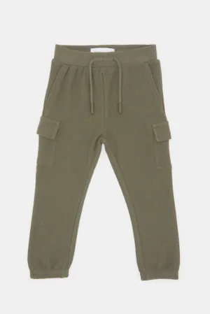 Infant Boys Olive Jacquard Active Pants