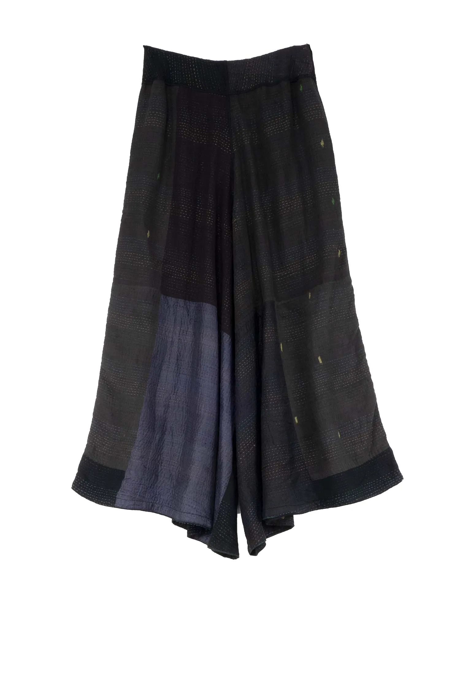 JAIPUR PATCH KANTHA WIDE LEG PANTS - jp2623-blk -