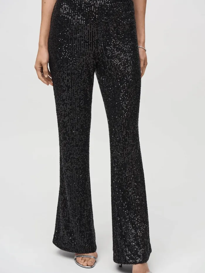 Joseph Ribkoff Women's Sequinned Flared Pull On Trousers In Black 244934 Col 11