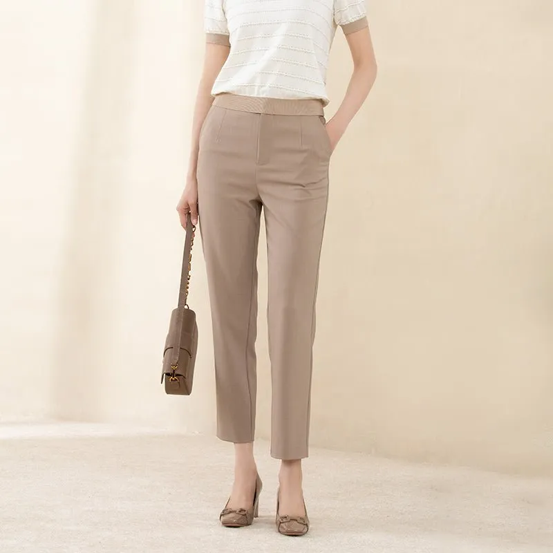 Khaki Crop Suit Pants