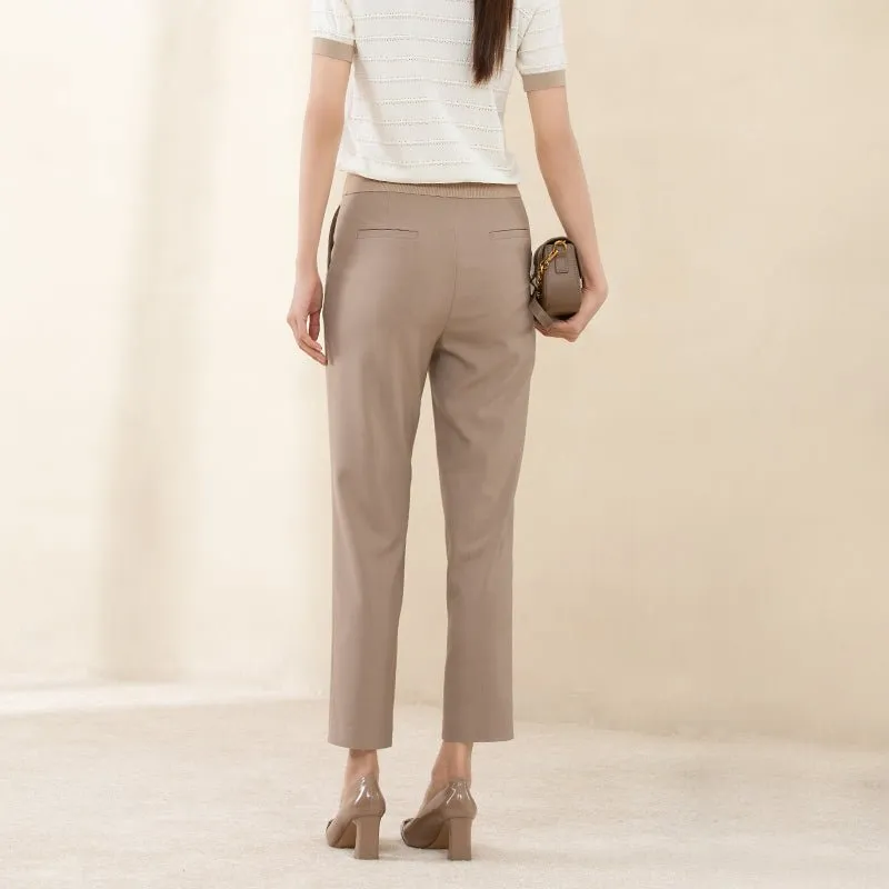 Khaki Crop Suit Pants