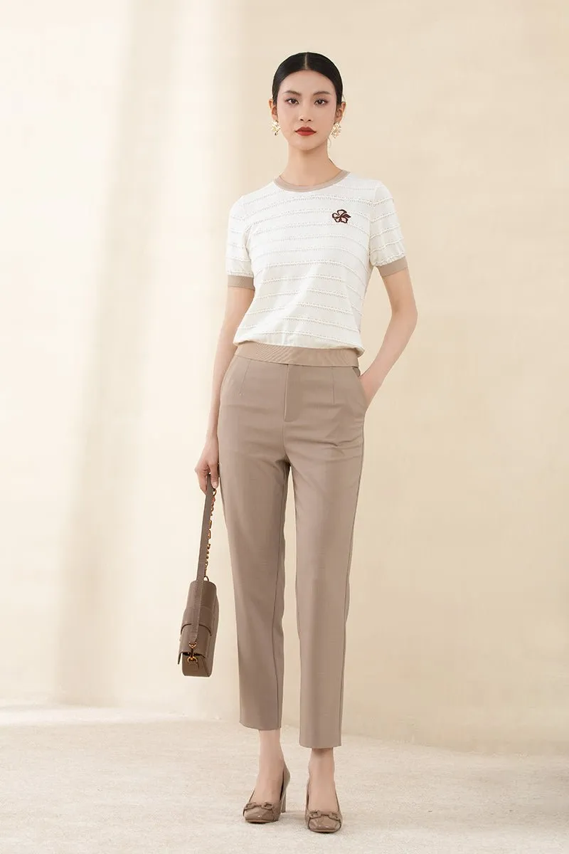 Khaki Crop Suit Pants