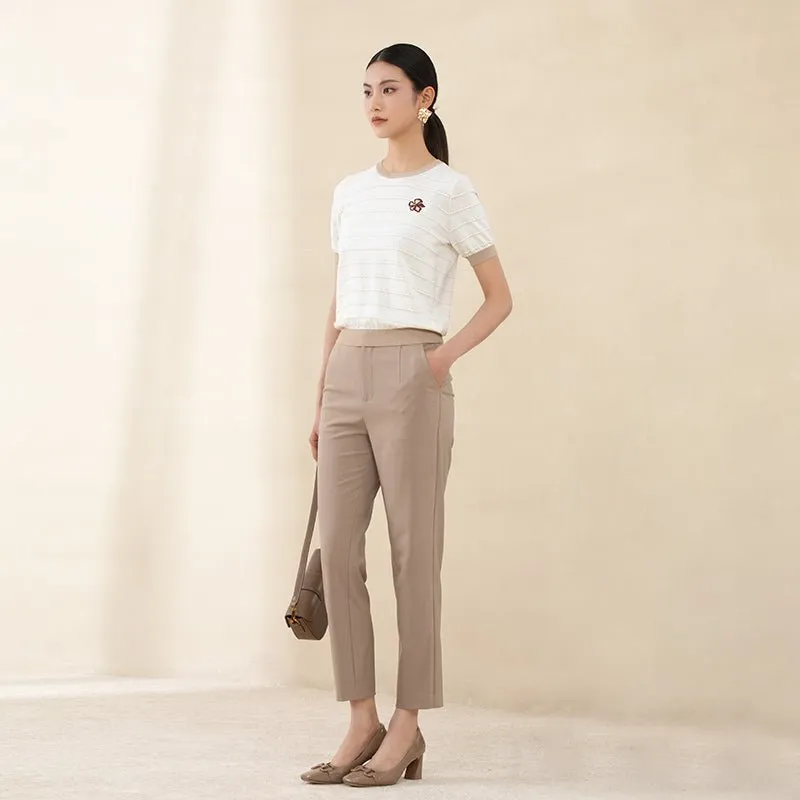 Khaki Crop Suit Pants