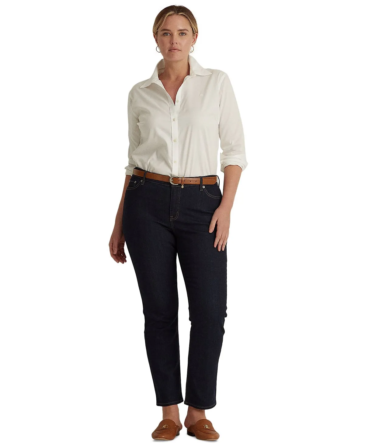 Lauren Ralph Lauren Mid Rise Plus Size Straight Fit Jeans, Multi