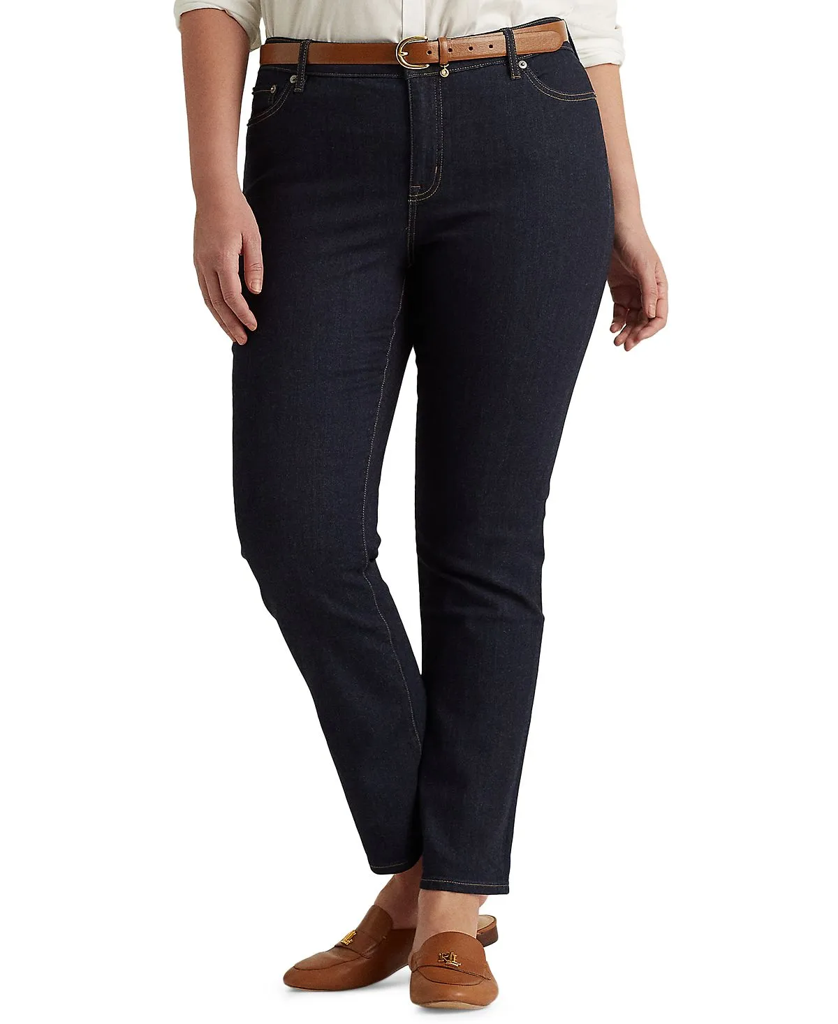 Lauren Ralph Lauren Mid Rise Plus Size Straight Fit Jeans, Multi