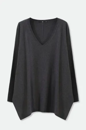 LENA LONG SLEEVE V-NECK PONCHO IN PIMA COTTON KNIT