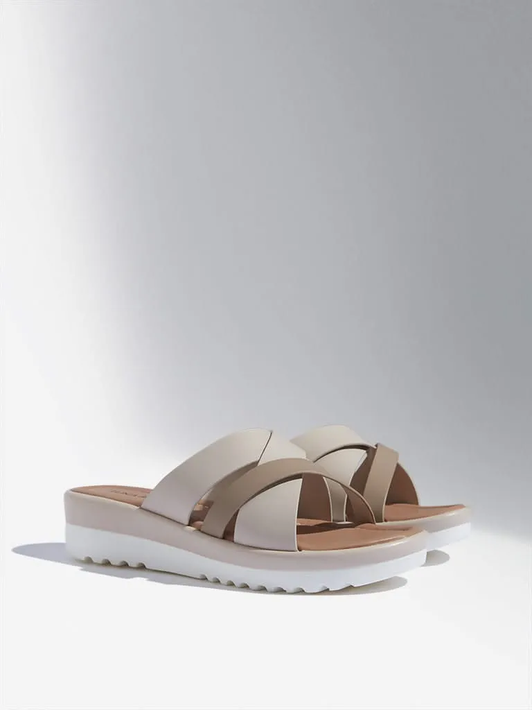 LUNA BLU Beige Multi-Strap Platform Sandals